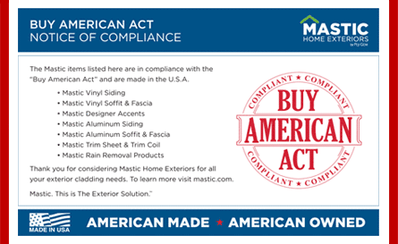 buy american act notice of compliance from mastic