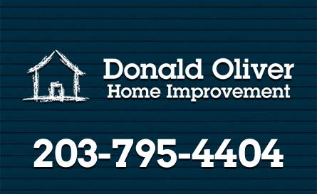 don oliver home improvement logo and phone number on vinyl siding background
